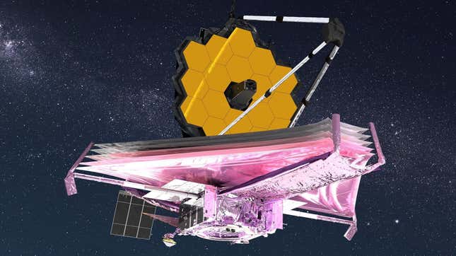 Ilustración de un artista del telescopio Webb en el espacio.