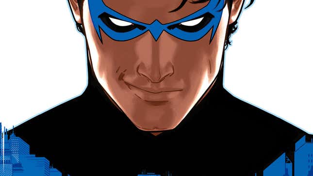 nightwing standing over the city