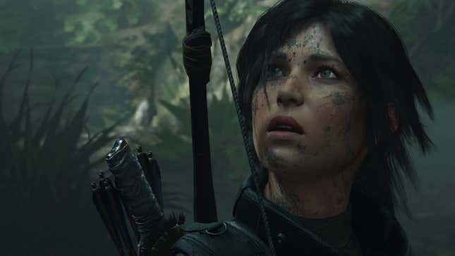 Lara Croft looking very shocked about something.