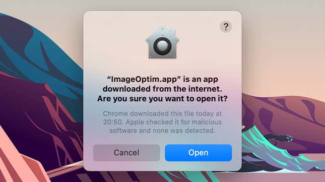 Скриншот всплывающего окна macOS