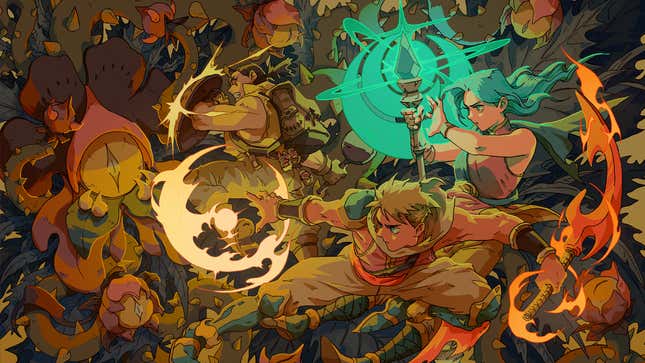 A colorful, busy official Sea of Stars image shows its protagonists wielding magic against a multi-eyed enemy. 
