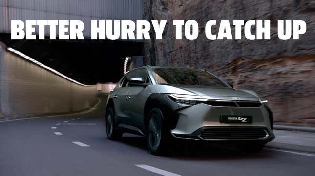 Image for article titled Toyota's New Battery Electric Concept Has A Stupid Yoke Like A Tesla And It's All Just Embarrassing