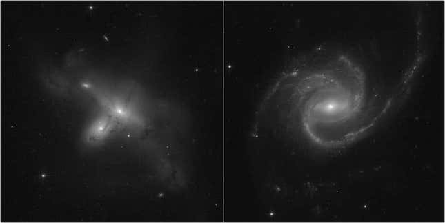 Dos galaxias extrañas recientemente imaginadas por el telescopio espacial HUBBLE