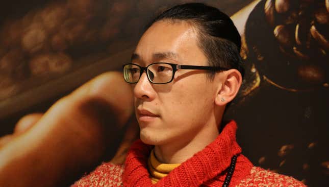 Uber driver Jasper Fu, aka “190 cm,” talks with me in a Shanghai cafe.