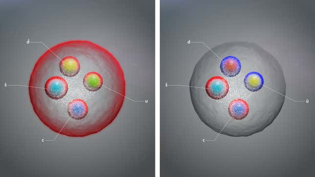 Ilustraciones de los dos tetraquarks recién descubiertos.