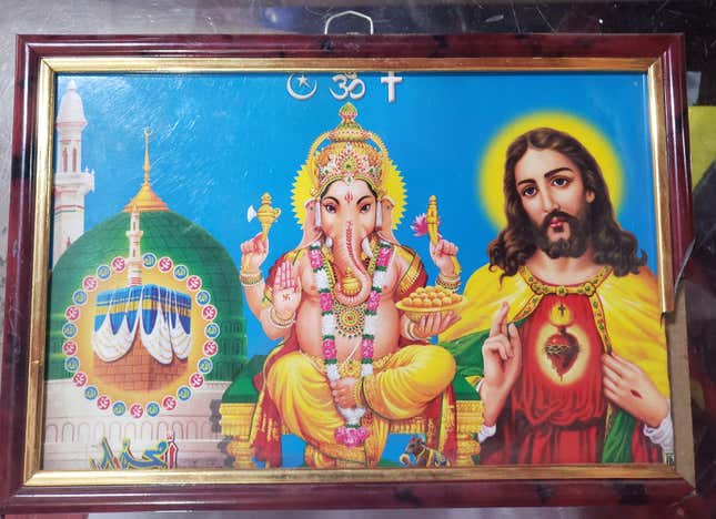 A votive image found in Kalpetta illustrates the coexisting faiths of Kerala.