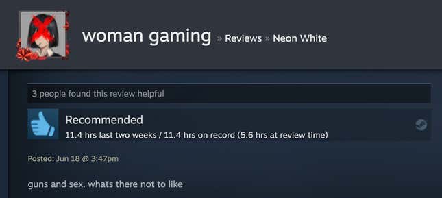 Image for article titled Neon White’s Steam Reviews Are Horny As Hell