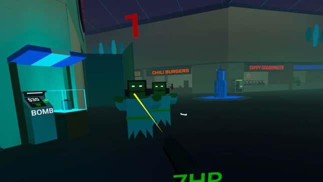 Zombies attack in a player made VR game.