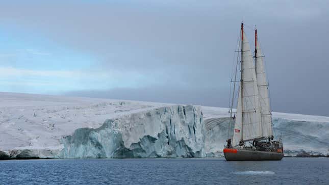 The Tara sailing in the arctic.