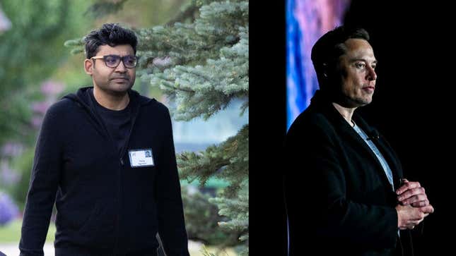 El CEO de Twitter Parag Agrawal (izquierda) y Elon Musk
