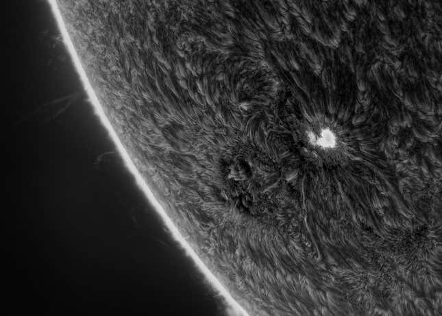 A sunspot on the Sun’s chromosphere.