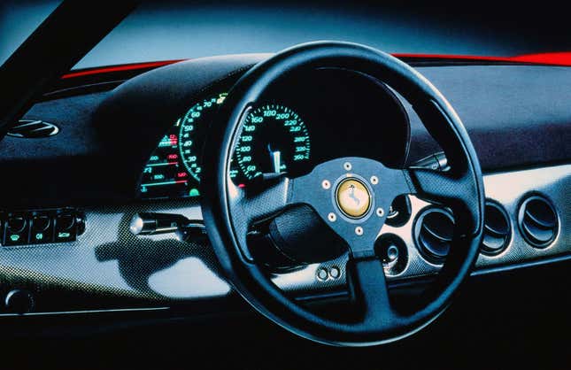 Ferrari F50 interior dash and steering wheel view