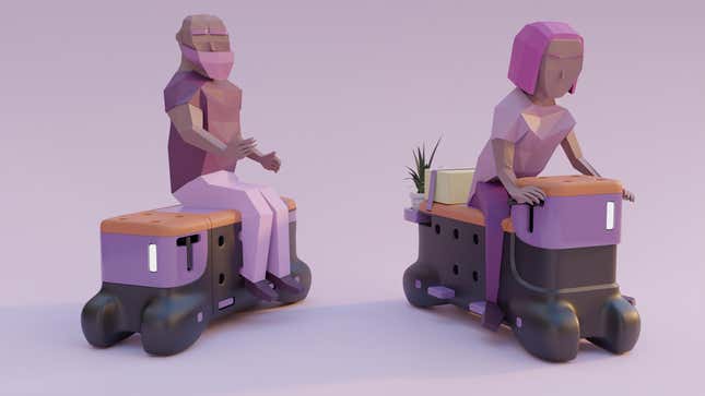 Image for article titled You Can Chill On These Futuristic, Tiny Benches Or Drive Away Slowly