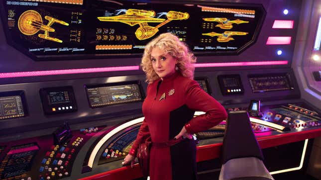 Carol Kane in character on the set of Star Trek: Strange New Worlds