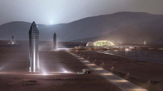 Artist’s conception of a Martian colony.