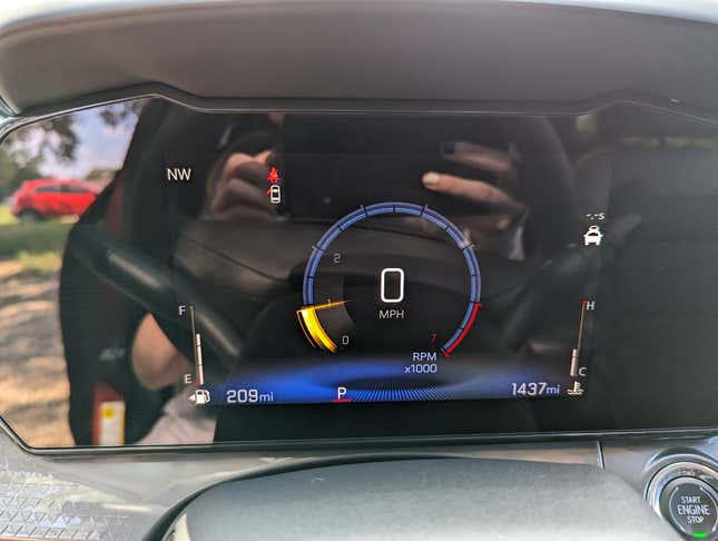 The simple gauge screen on the 2024 Chevy Trax, taken at rest