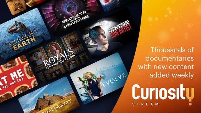 Image for article titled You Can Get a Lifetime Subscription to Curiosity Stream for Over 50% Off Right Now