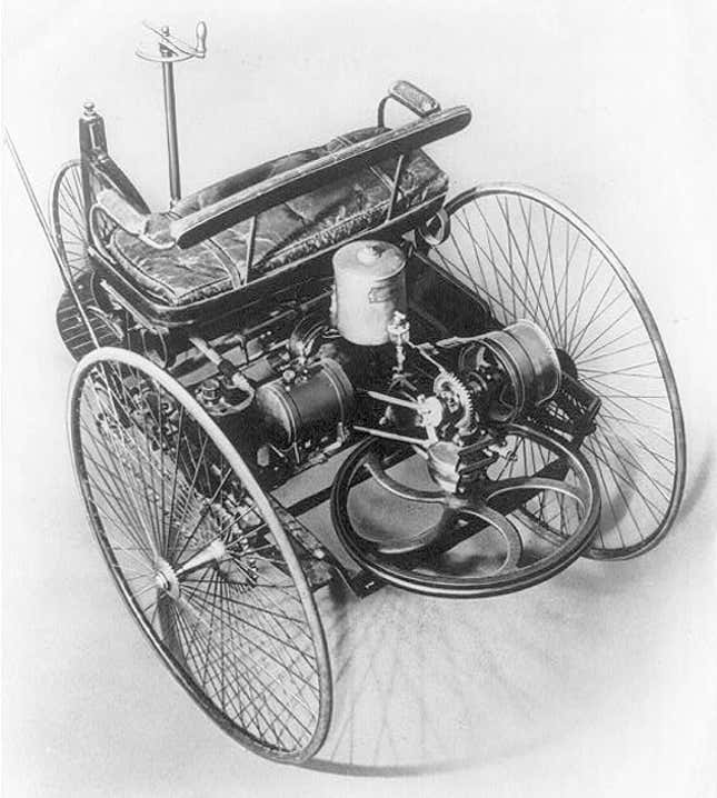 A Benz three-wheeler, made in 1885.
