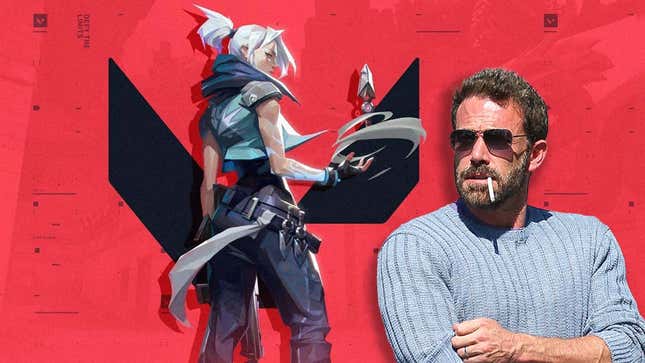 Actor Ben Affleck is superimposed on an image of Riot Games' Valorant agent Jett.