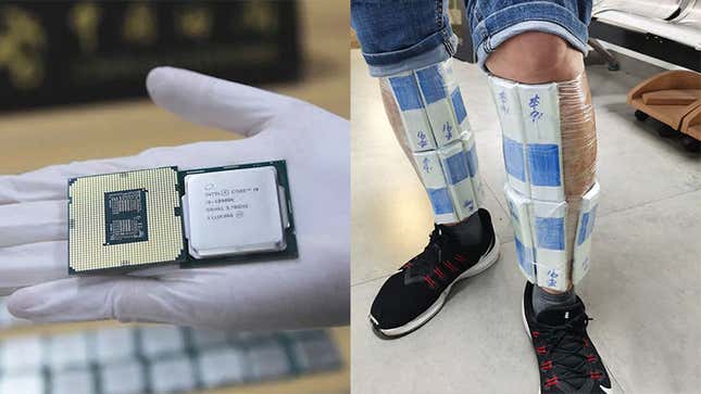 Man caught smuggling CPUs strapped to his leg