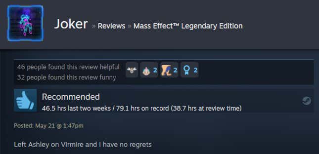 Image for article titled Mass Effect: Legendary Edition, As Told By Steam Reviews