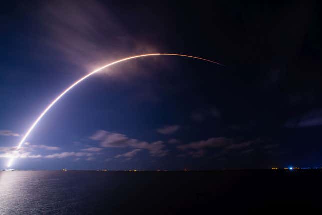 A Falcon 9 launches during a Starlink mission, May 14, 2023.