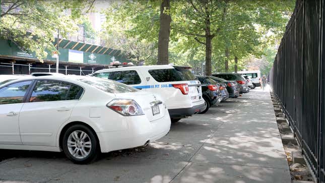 Image for article titled The NYPD Loves Parking on Sidewalks at the Expense of Everyone Else