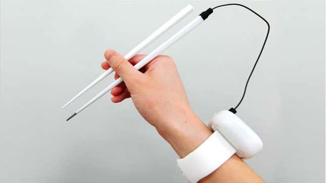 Image for article titled Electric Chopsticks Make Food Taste More Savory Without Added Salt
