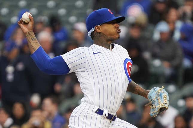 June 15, 2023;  Chicago, Illinois, USA;  Marcus Stroman (0) makes his Chicago Cubs debut against the Pittsburgh Pirates during the first inning at Wrigley Field.