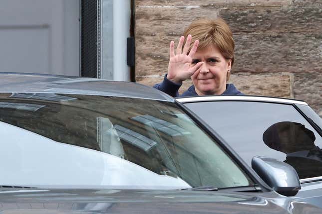 Nicola Sturgeon gets into a car after her resignation