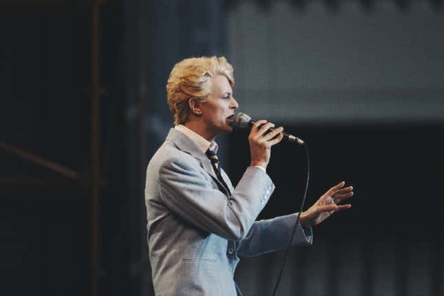 English singer and songwriter David Bowie (1947 - 2016) in concert during his Serious Moonlight tour, 1983.