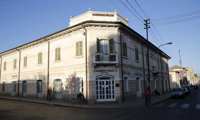 The Albergo Italia hotel, built in 1899, is seen on Nakfa avenue in Eritrea’s capital Asmara.