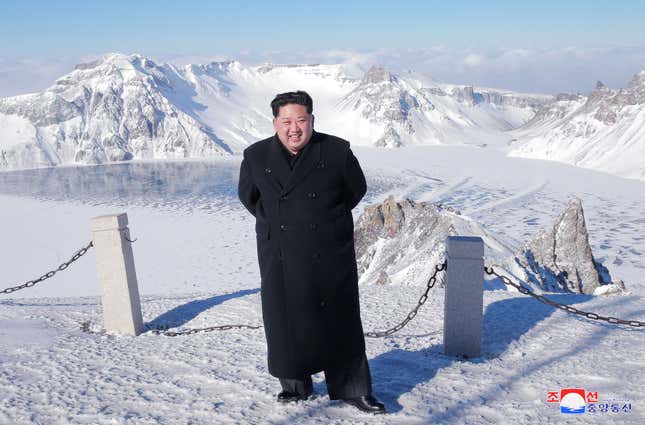 North Korean leader Kim Jong Un visits Mount Paektu in this photo released by North Korea's Korean Central News Agency (KCNA) in Pyongyang December 9, 2017.