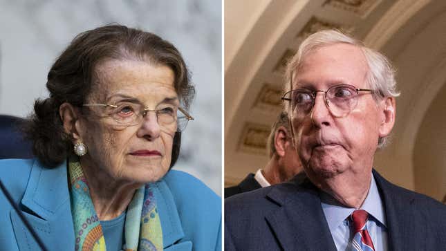 Image for article titled Dianne Feinstein on Mitch McConnell’s Declining Health: ‘Fingers Crossed’
