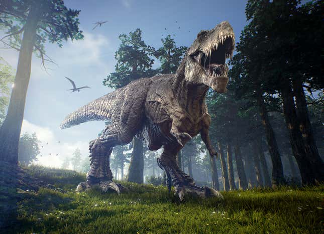 Ilustración  3D de un Tyrannosaurus rex que ilustra el artículo sobre el número de estos dinosaurios