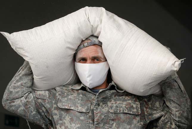 A protective mask used in Russia during the coronavirus pandemic.