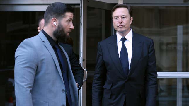 Tesla CEO Elon Musk leaves the Phillip Burton Federal Building on January 24, 2023 in San Francisco, California. Musk testified at a trial regarding a lawsuit that has investors suing Tesla and Musk over his August 2018 tweets saying he was taking Tesla private with funding that he had secure