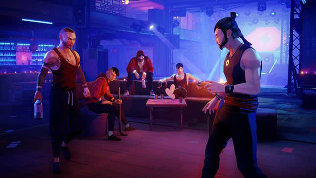 A Sifu image of the player character preparing to beat up some goons in a nightclub.