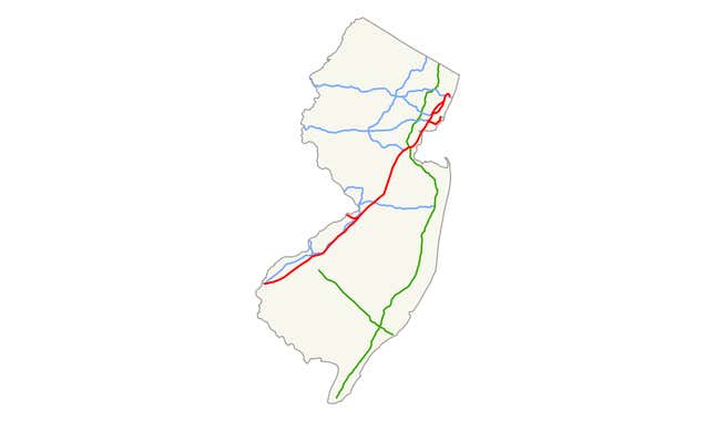 Red Line Represents NJ Turnpike