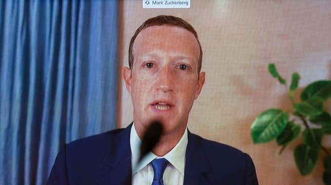 Mark Zuckerberg testifies before Congress via Zoom. 