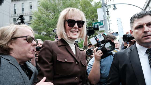 Writer E. Jean Carroll leaves a Manhattan court house after a jury found former President Donald Trump liable for sexually abusing her in a Manhattan department store in the 1990's on May 09, 2023