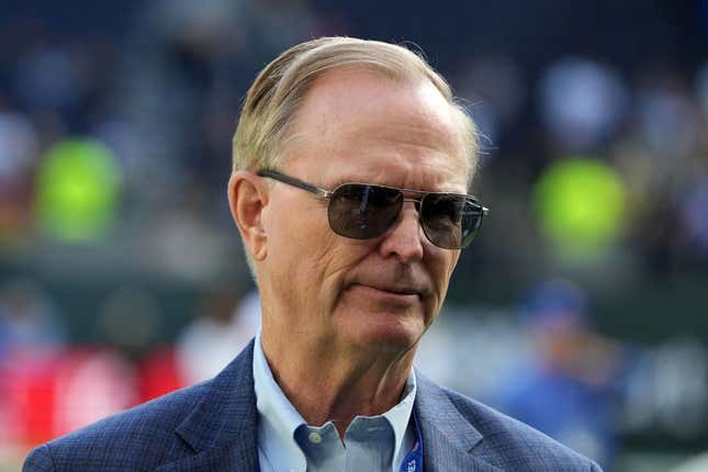 Oct 9, 2022; London, United Kingdom; New York Giants co-owner John Mara watches from the sidelines during an NFL International Series game against the Green Bay Packers at Tottenham Hotspur Stadium.