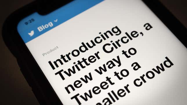 An blog post about Twitter Circle from Twitter’s official blog in dark mode. Twitter Circle is a way to send Tweets to selected people or a smaller crowd