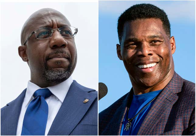 The U.S. Senate campaign Republican Herschel Walker (R) keeps veering further and further into WTF territory as he tries to unseat Democrat Raphael Warnock for a seat representing Georgia (L).