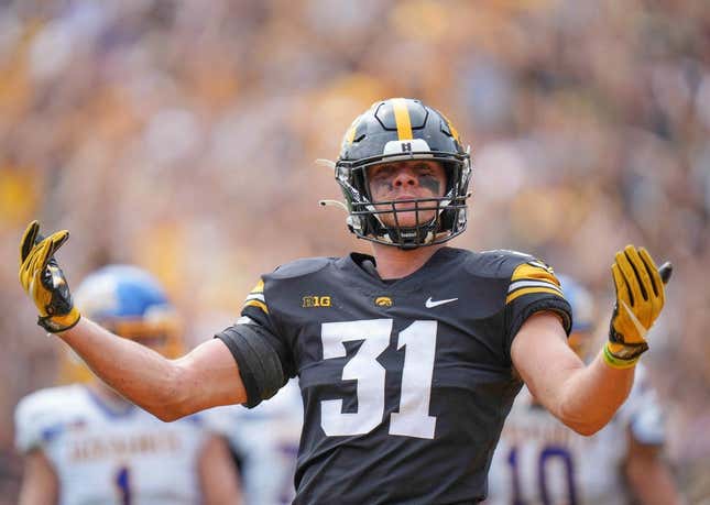 Iowa linebacker Jack Campbell reacts after making a tackle against South Dakota State during a NCAA football game on Saturday, Sept. 3, 2022, at Kinnick Stadium in Iowa City.

Iowavssdsu 20220903 Bh

Syndication The Des Moines Register