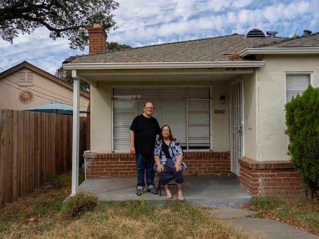 Jo Karabasz and her husband Larry, at their home in Sacramento, California.