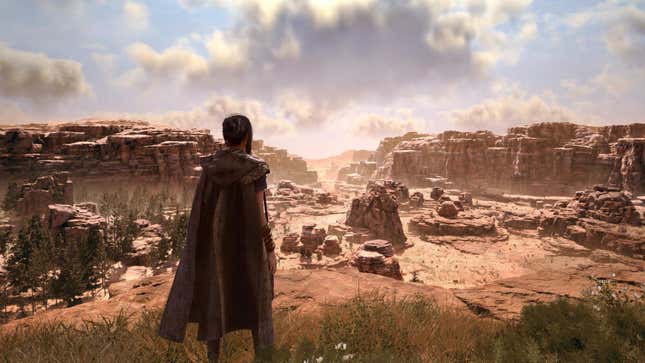 a character stares at a dusty desert landscape - forspoken at e3 2021