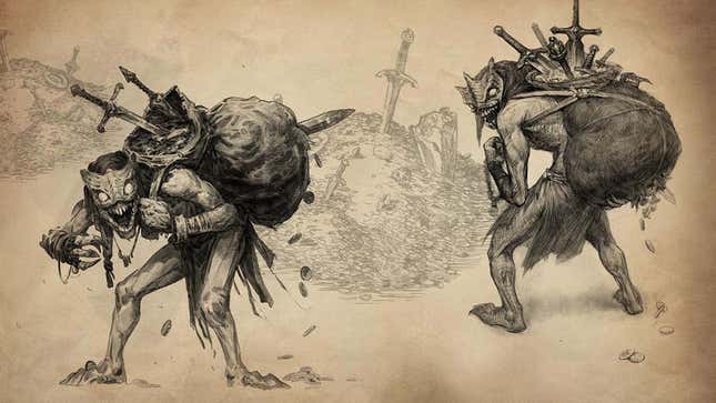An image shows concept art of a treasure goblin from Diablo. 