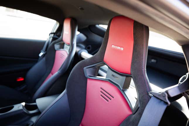 The red and black Recaro sport seats of the 2024 Nissan Z Nismo