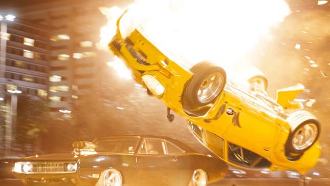 an exploding car in Fast X